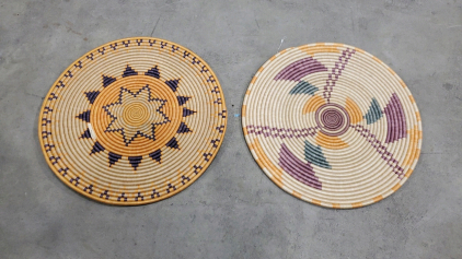 Handcrafted Woven Basket Wall Decor, 15" Diameter, Multi-Color