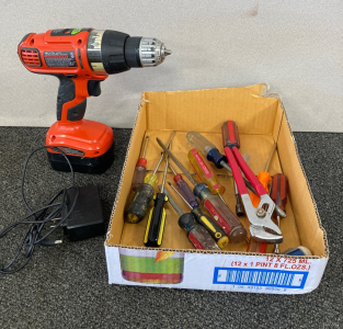 Black & Decker Power Drill and Assorted Tools