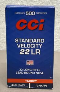 CCI 22 LR Standard Velocity Target Ammunition, 500 Cartridges