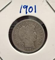 United States Barber Dime Collection 1901, 1905, 1911, 1912, Silver Composition - 2