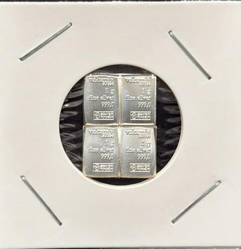 Valcambi Suisse Fine Silver Bars, 999.0 Purity, 4g Total, Minted by Valcambi