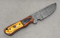 Custom Damascus Steel Fixed Blade Knives, Leather Sheaths - 2
