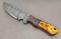 Custom Damascus Steel Fixed Blade Knives, Leather Sheaths - 3