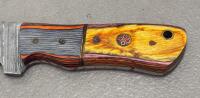 Custom Damascus Steel Fixed Blade Knives, Leather Sheaths - 4