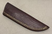 Custom Damascus Steel Fixed Blade Knives, Leather Sheaths - 5
