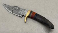 Custom Damascus Steel Fixed Blade Knives, Leather Sheaths - 6
