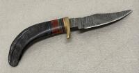 Custom Damascus Steel Fixed Blade Knives, Leather Sheaths - 7