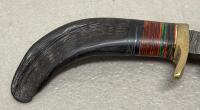 Custom Damascus Steel Fixed Blade Knives, Leather Sheaths - 8