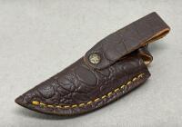 Custom Damascus Steel Fixed Blade Knives, Leather Sheaths - 9