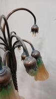 Tiffany-Style Bronze Art Nouveau 12-Arm Lily Pad Tulip Floor Lamp -56" Tall - 4