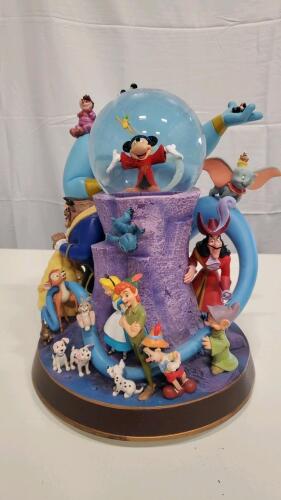Disney Multicharacter Figurine Display with Snow Globe, Featuring Mickey Mouse & Genie