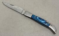 Folding Pocket Knives with Leather Sheath, Damascus & Stainless Steel Blades - 2