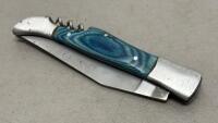 Folding Pocket Knives with Leather Sheath, Damascus & Stainless Steel Blades - 3
