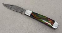Folding Pocket Knives with Leather Sheath, Damascus & Stainless Steel Blades - 5
