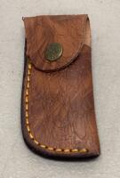 Folding Pocket Knives with Leather Sheath, Damascus & Stainless Steel Blades - 7