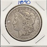 1890 Morgan Silver Dollar Coin, Philadelphia Mint, 90% Silver