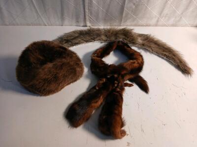 (1) Vintage Fur Hat Made In Italy (1) Vintage Furt Scarf & More