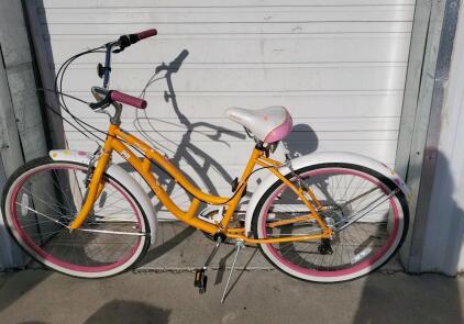 Schwinn Cruiser Bicycle, 26" Wheels, Yellow/Pink/White, Single Speed