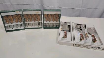 Christmas-Themed Cheese Spreaders & Servers Set, 8 Pieces, Santa Design