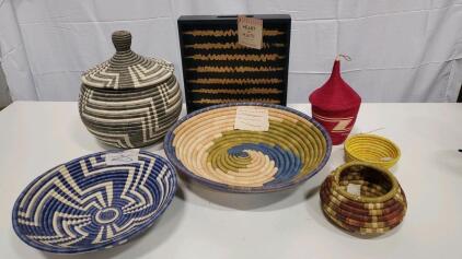 Heart of Haiti & Rwanda Handcrafted Basket Set, 5 Baskets, 1 Tray, Mixed Patterns