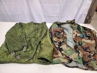Military Jacket with Liner, Camouflage, Size Large-Long, NATO Size 8090/0414