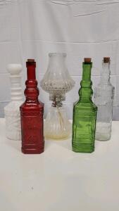 Decorative Glass Bottles Set with Cork Stoppers, Various Colors and Patterns