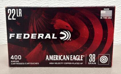 Federal American Eagle .22 LR 38 Grain High Velocity Ammunition, 400 Rounds