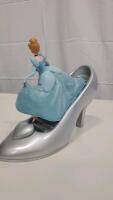Disney Cinderella Figurine in Silver Shoe, Blue Glitter Dress - 2