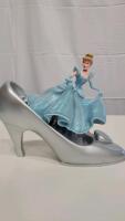 Disney Cinderella Figurine in Silver Shoe, Blue Glitter Dress - 3