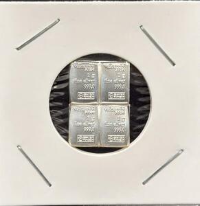 Valcambi Suisse 1g Fine Silver Bars Set, 999.0 Purity, Total 4g