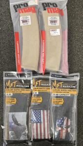 5.56x45 Nato Magazines- (3) 30rd MFT Design Mags, (2) 42rd Tan Pro Mags