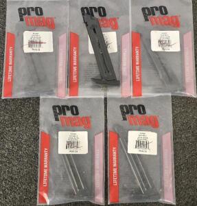 (5) Ruger MKIII .22LR 10rd Magazines By Pro Mag