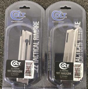 (2) Colt 1911 .22 Rimfire Magazines- New
