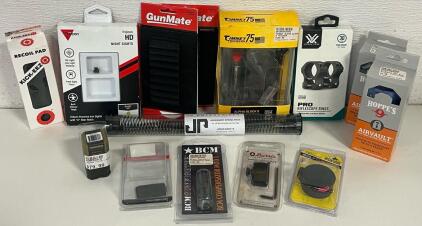 Firearm Accessories Including Sights, Glock Trigger, Riflescope Rings, Buttstock Recoil Pad & More