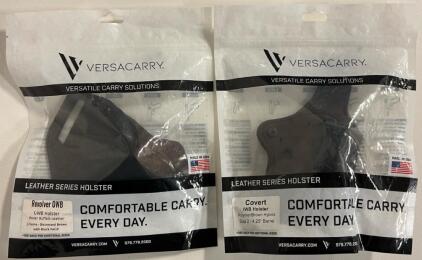 (2) Versacarry Holsters &mdash; IWB Covert Holster, Polymer/Brown Hybrid, Size 2 - 4.25&rdquo; Barrel & OWB Revolver Holster, Water Buffalo Leather