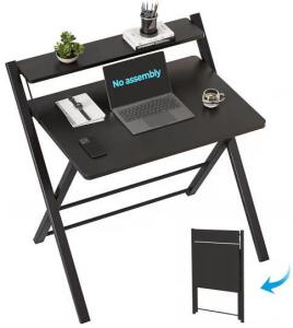 GreenForest No Assembly 2-Tier Folding Desk, Easily Portable