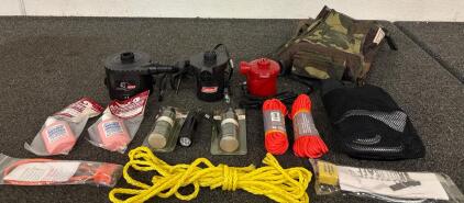 Hunting Lot (1) Hunting Best (2) Scent Free Wind Checkers (3) Coleman Air Mattress Pumps (2) Locks with Keys And More