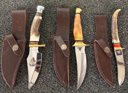 Trophy Stag Knife Set With Pouches