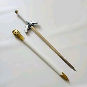 (2) Sword Valley Undefeated Bahamut, Lux Arcadia Sword - White Ornamental Anime Sword with Scabbard