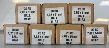 (7) 20 Rounds 7,62x51mm Ball M1A2 Ammunition