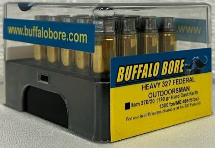 Buffalo Bore Outdoorsman .327 Federal Ammunition, 130gr Hard Cast Keith, 20 Rounds