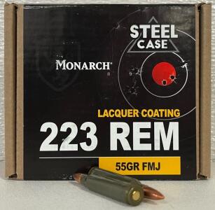 Monarch Steel Case .223 Remington 55gr FMJ, 100 Cartridges