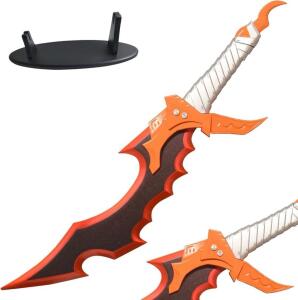 Metal Anime Knight Killer Kasaka Sword Sung Jingwoo with Display Stand for Collection, Cosplay-21.7 Inch Red
