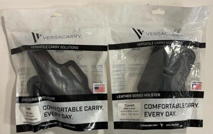 (2) Versacarry Holsters &mdash; IWB Covert Holster, Polymer/Brown Hybrid, Size 2 - 4.25&rdquo; Barrel & OWB Trooper Holster, Water Buffalo Leather, Size 2