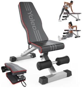 Yoleo Adjustable Weight Bench For Full Body Workouts (Missing 1 Foot Rest Pad)