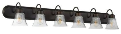 Quorum Lighting 6 Light Bath Vanity Fixture, Oiled Bronze W/ Clear Seeded Shades