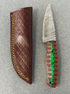 Custom Fixed Blade Knife, Damascus Steel, Resin Composite Handle