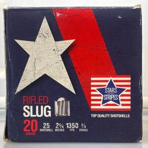 Stars and Stripes 20 Gauge Rifled Slug Shotshells, 25 Count, 1350 FPS