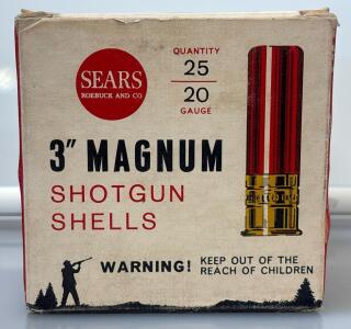 20 Gauge Sears 3" Magnum Shotgun Shells, 25 Count Box