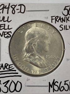 1948-D Full Bell Lines Franklin Half Dollar